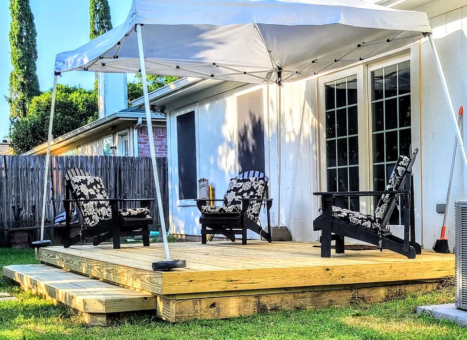 Backyard Deck with Adirondack Seating