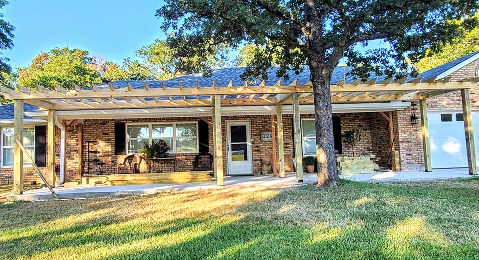 Attached Pergola on Brick Home