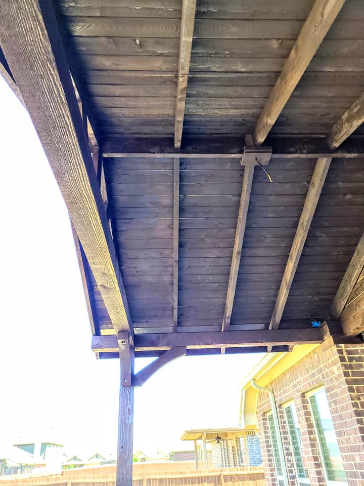 Stained Patio Beams & Ceiling