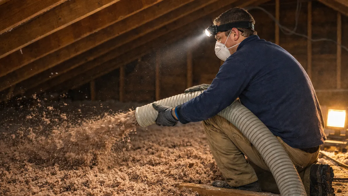 Blown-In Attic Insulation installation by MartinBuilt LLC in North Texas